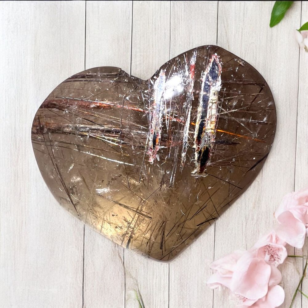 Golden Rutilated Clear‎ Quartz Heart